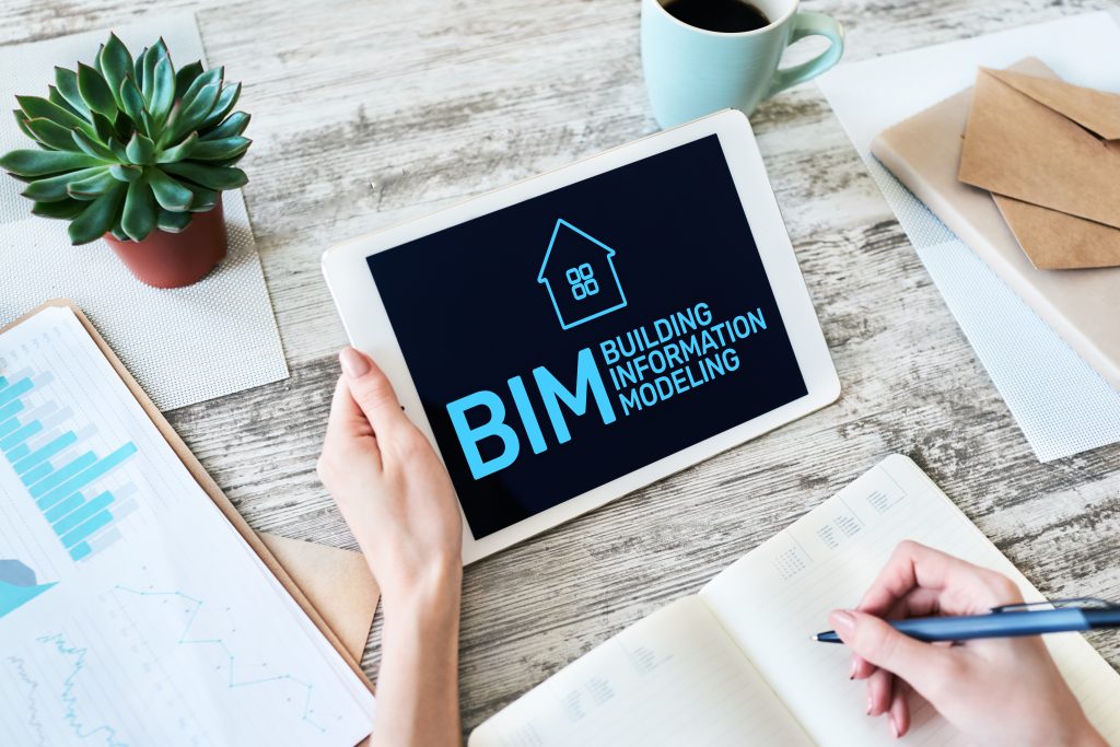 bim, ,building,information,modeling,concept,on,screen.