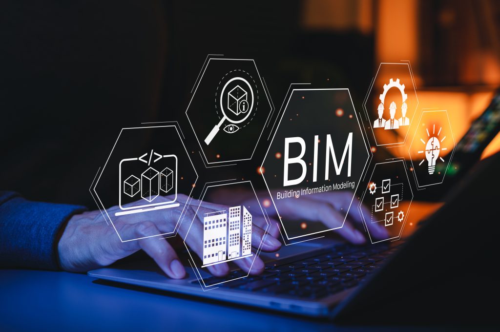 bim,building,information,modeling,technology,concept.,hands,typing,on,laptop